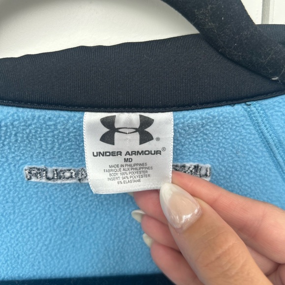 Under Armour ColdGear Fleece Zip Jacket | Blue & Black Athletic Running Layer - Picture 7 of 7